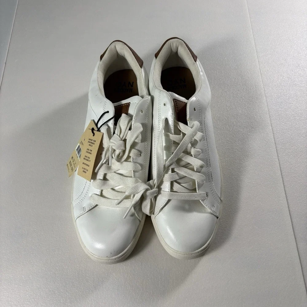 Madden NYC Court White Brown Low Top Sneakers Women's Size 10.5 Lace Up Shoes
